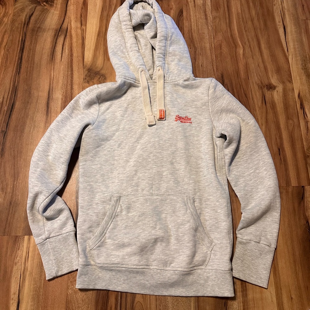 Superdry Gray Pullover Hoodie Women’s Size M Fleece Lined Streetwear Y2K - Picture 1 of 8